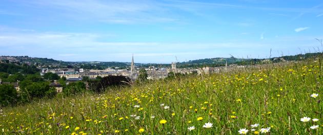 A view of Bath from across the fields.