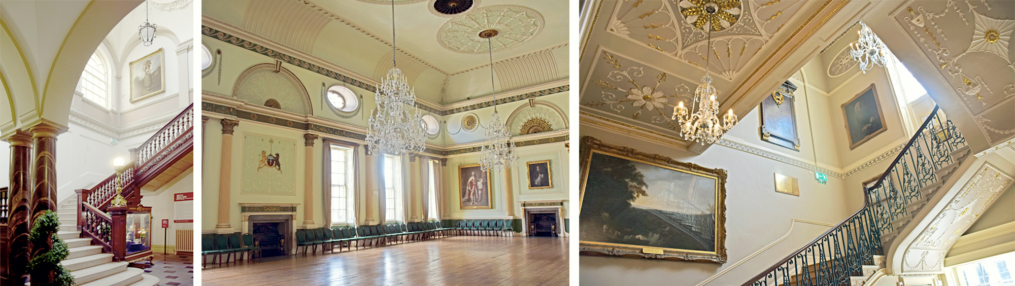 Photos of the interior of Bath's Guildhall